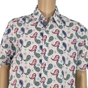 CREMIEUX PREMIUM DENIM Men's Size L Shirt Stretch White Paisley Multi  (39)